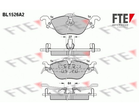 Kit de plaquettes de frein, frein à disque BL1526A2 FTE