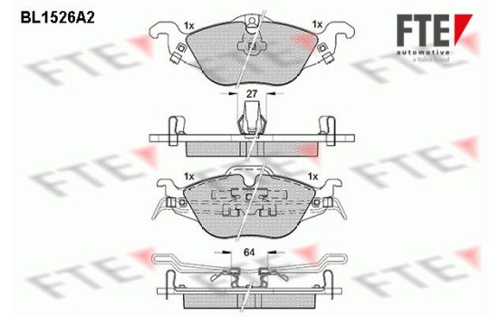 Kit de plaquettes de frein, frein à disque BL1526A2 FTE