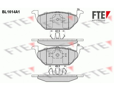 Kit de plaquettes de frein, frein à disque BL1614A1 FTE