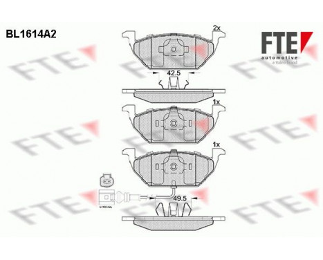 Kit de plaquettes de frein, frein à disque BL1614A2 FTE