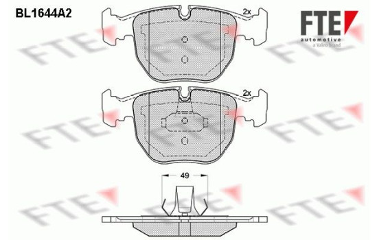Kit de plaquettes de frein, frein à disque BL1644A2 FTE