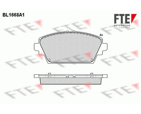 Kit de plaquettes de frein, frein à disque BL1668A1 FTE