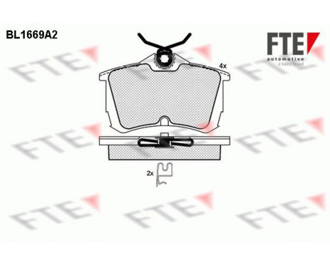 Kit de plaquettes de frein, frein à disque BL1669A2 FTE