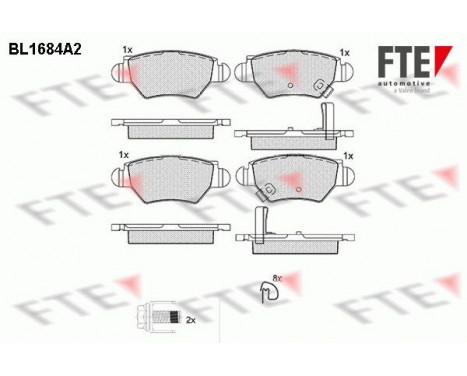 Kit de plaquettes de frein, frein à disque BL1684A2 FTE