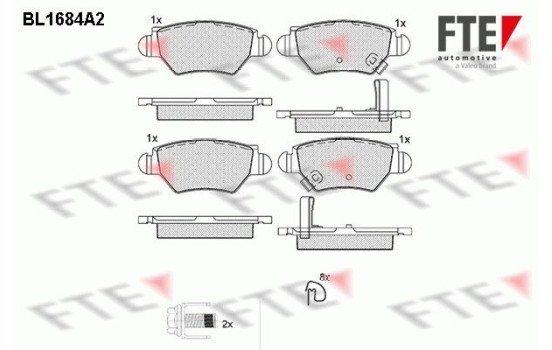 Kit de plaquettes de frein, frein à disque BL1684A2 FTE