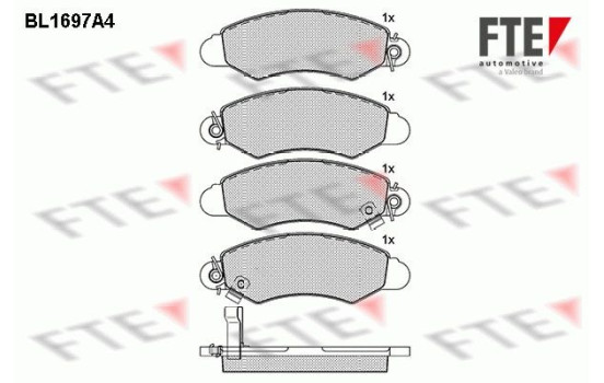 Kit de plaquettes de frein, frein à disque BL1697A4 FTE