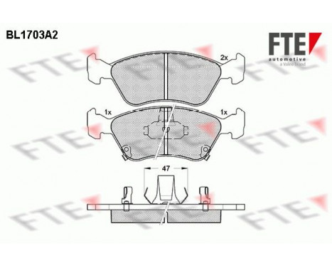Kit de plaquettes de frein, frein à disque BL1703A2 FTE