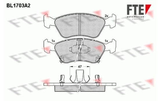 Kit de plaquettes de frein, frein à disque BL1703A2 FTE