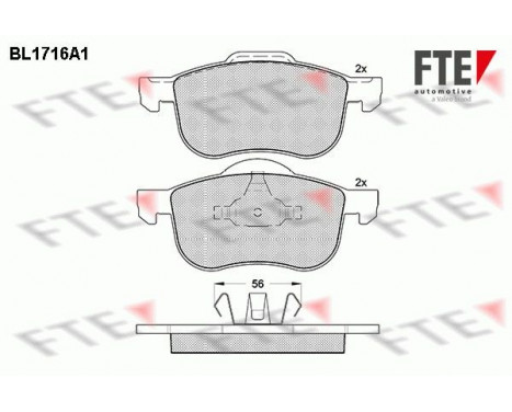 Kit de plaquettes de frein, frein à disque BL1716A1 FTE