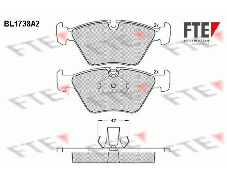 Kit de plaquettes de frein, frein à disque BL1738A2 FTE