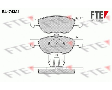 Kit de plaquettes de frein, frein à disque BL1743A1 FTE