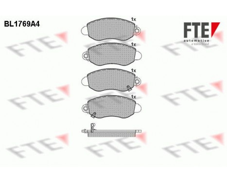 Kit de plaquettes de frein, frein à disque BL1769A4 FTE