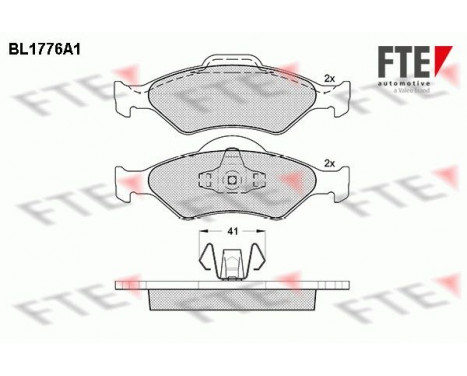 Kit de plaquettes de frein, frein à disque BL1776A1 FTE