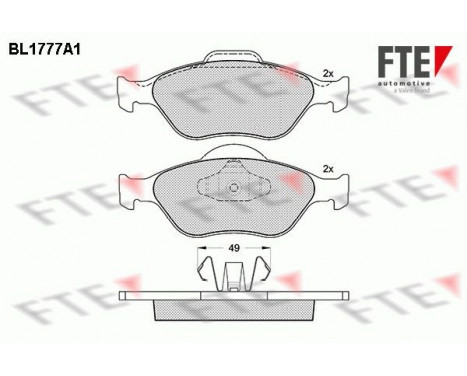 Kit de plaquettes de frein, frein à disque BL1777A1 FTE