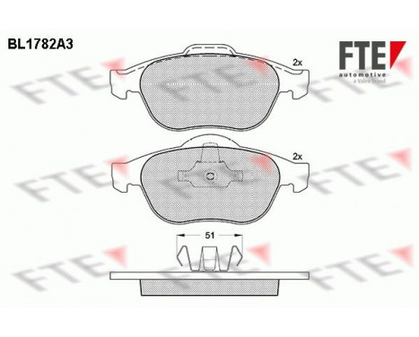 Kit de plaquettes de frein, frein à disque BL1782A3 FTE