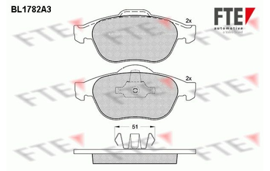 Kit de plaquettes de frein, frein à disque BL1782A3 FTE