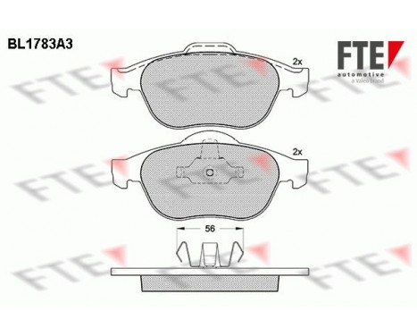 Kit de plaquettes de frein, frein à disque BL1783A3 FTE