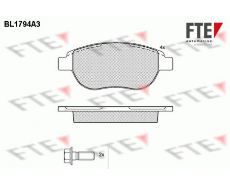 Kit de plaquettes de frein, frein à disque BL1794A3 FTE