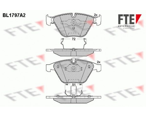 Kit de plaquettes de frein, frein à disque BL1797A2 FTE