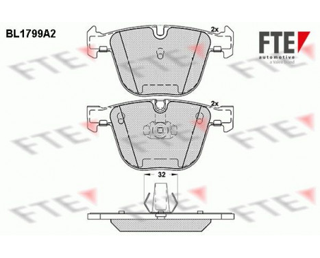 Kit de plaquettes de frein, frein à disque BL1799A2 FTE