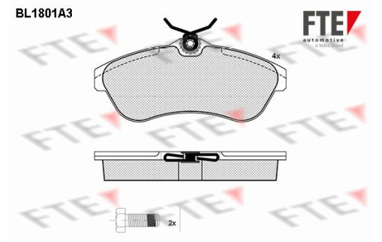 Kit de plaquettes de frein, frein à disque BL1801A3 FTE