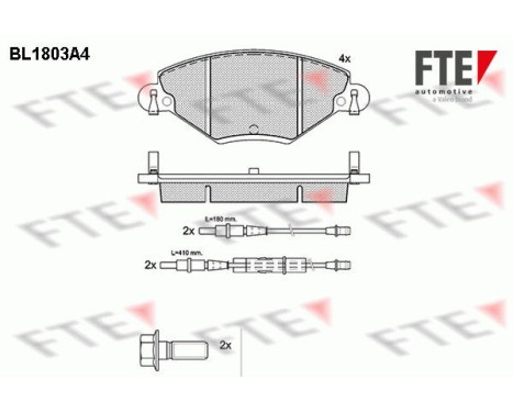 Kit de plaquettes de frein, frein à disque BL1803A4 FTE