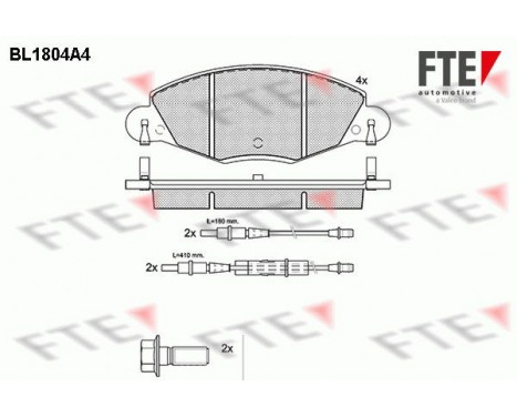 Kit de plaquettes de frein, frein à disque BL1804A4 FTE