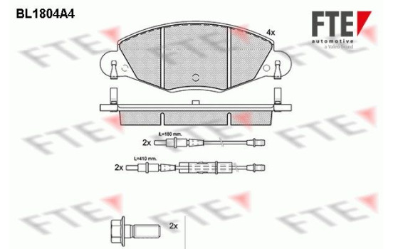 Kit de plaquettes de frein, frein à disque BL1804A4 FTE
