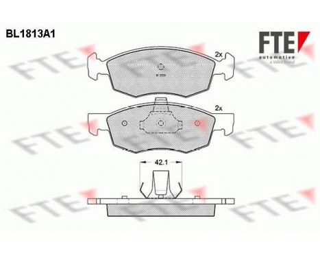 Kit de plaquettes de frein, frein à disque BL1813A1 FTE