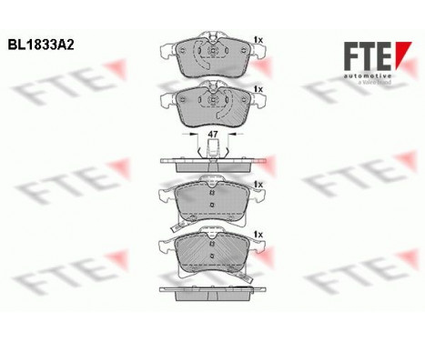 Kit de plaquettes de frein, frein à disque BL1833A2 FTE