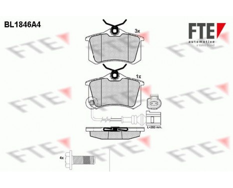 Kit de plaquettes de frein, frein à disque BL1846A4 FTE