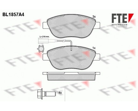 Kit de plaquettes de frein, frein à disque BL1857A4 FTE