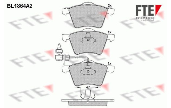Kit de plaquettes de frein, frein à disque BL1864A2 FTE