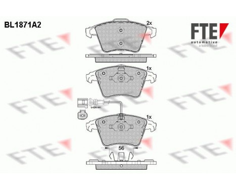 Kit de plaquettes de frein, frein à disque BL1871A2 FTE