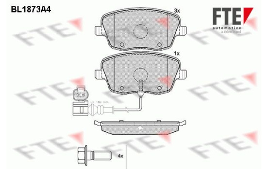 Kit de plaquettes de frein, frein à disque BL1873A4 FTE