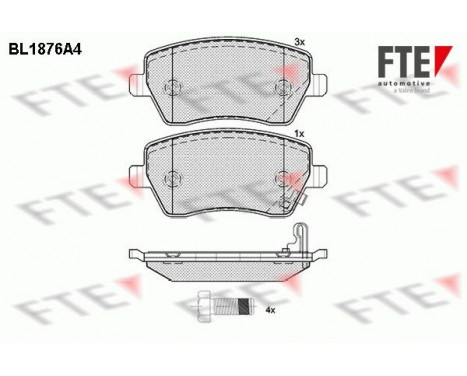 Kit de plaquettes de frein, frein à disque BL1876A4 FTE