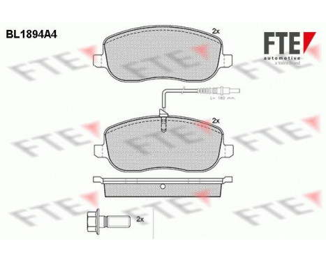 Kit de plaquettes de frein, frein à disque BL1894A4 FTE