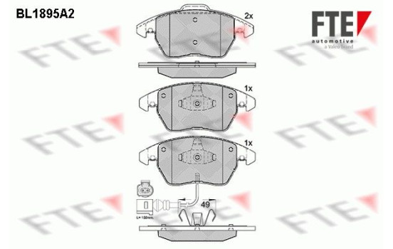 Kit de plaquettes de frein, frein à disque BL1895A2 FTE