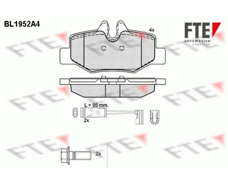 Kit de plaquettes de frein, frein à disque BL1952A4 FTE