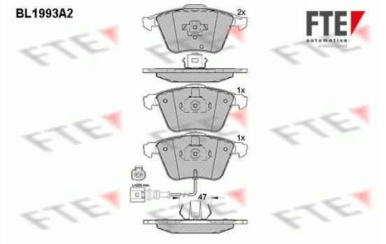Kit de plaquettes de frein, frein à disque BL1993A2 FTE