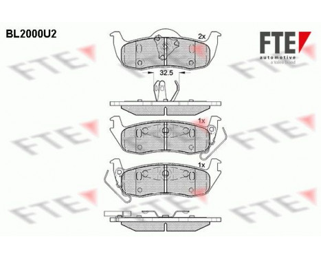 Kit de plaquettes de frein, frein à disque BL2000U2 FTE