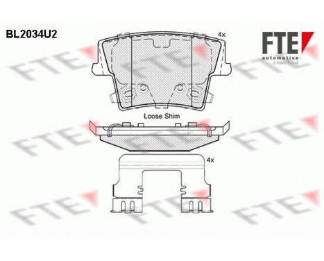 Kit de plaquettes de frein, frein à disque BL2034U2 FTE