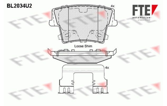 Kit de plaquettes de frein, frein à disque BL2034U2 FTE