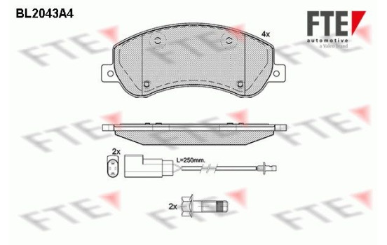 Kit de plaquettes de frein, frein à disque BL2043A4 FTE