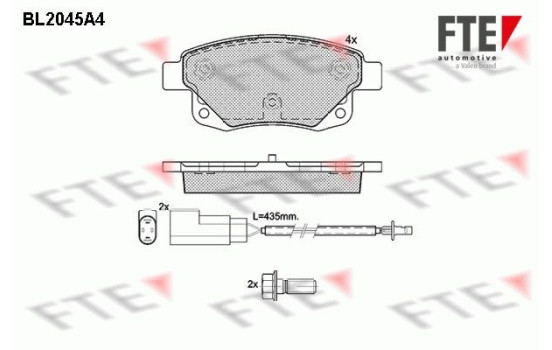 Kit de plaquettes de frein, frein à disque BL2045A4 FTE