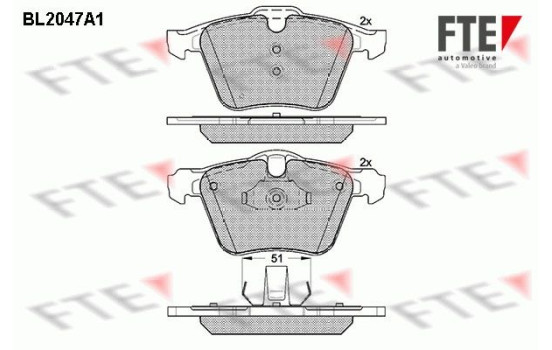 Kit de plaquettes de frein, frein à disque BL2047A1 FTE