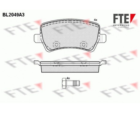 Kit de plaquettes de frein, frein à disque BL2049A3 FTE