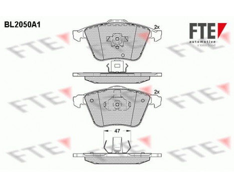 Kit de plaquettes de frein, frein à disque BL2050A1 FTE