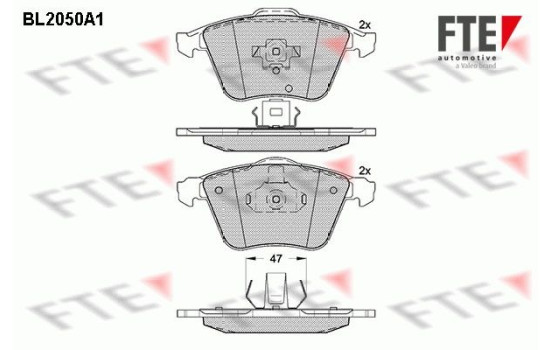 Kit de plaquettes de frein, frein à disque BL2050A1 FTE
