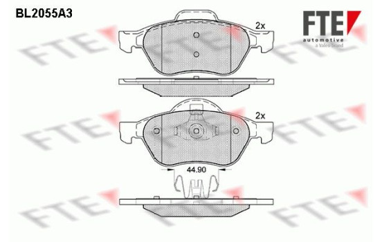 Kit de plaquettes de frein, frein à disque BL2055A3 FTE